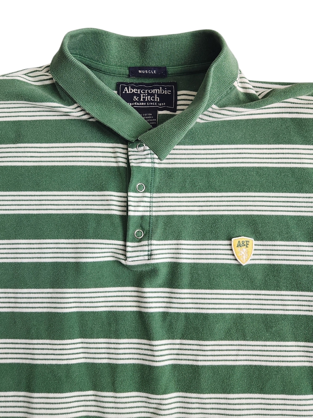 Abercrombie & Fitch Vintage Muscle Polo Shirt Men's XL Green Striped 90s Y2K